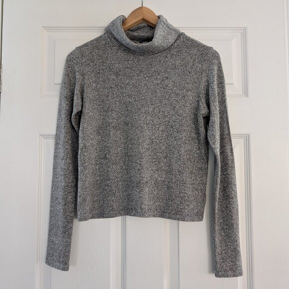 aerie cropped turtleneck heathered grey size small - Picture 1 of 13